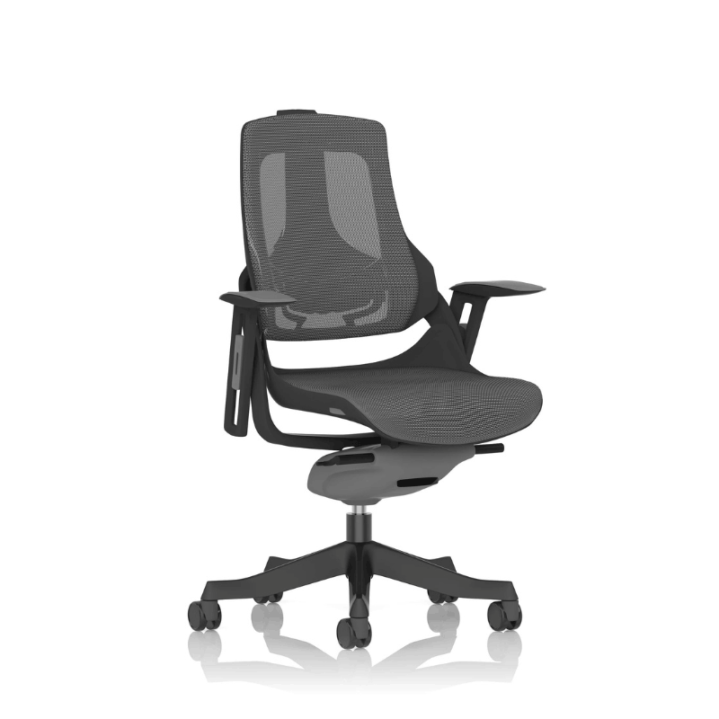 Dynamic Zure Executive Chair Black Shell | Synchronised Tilt Mechanism Charcoal Mesh Chrome Base