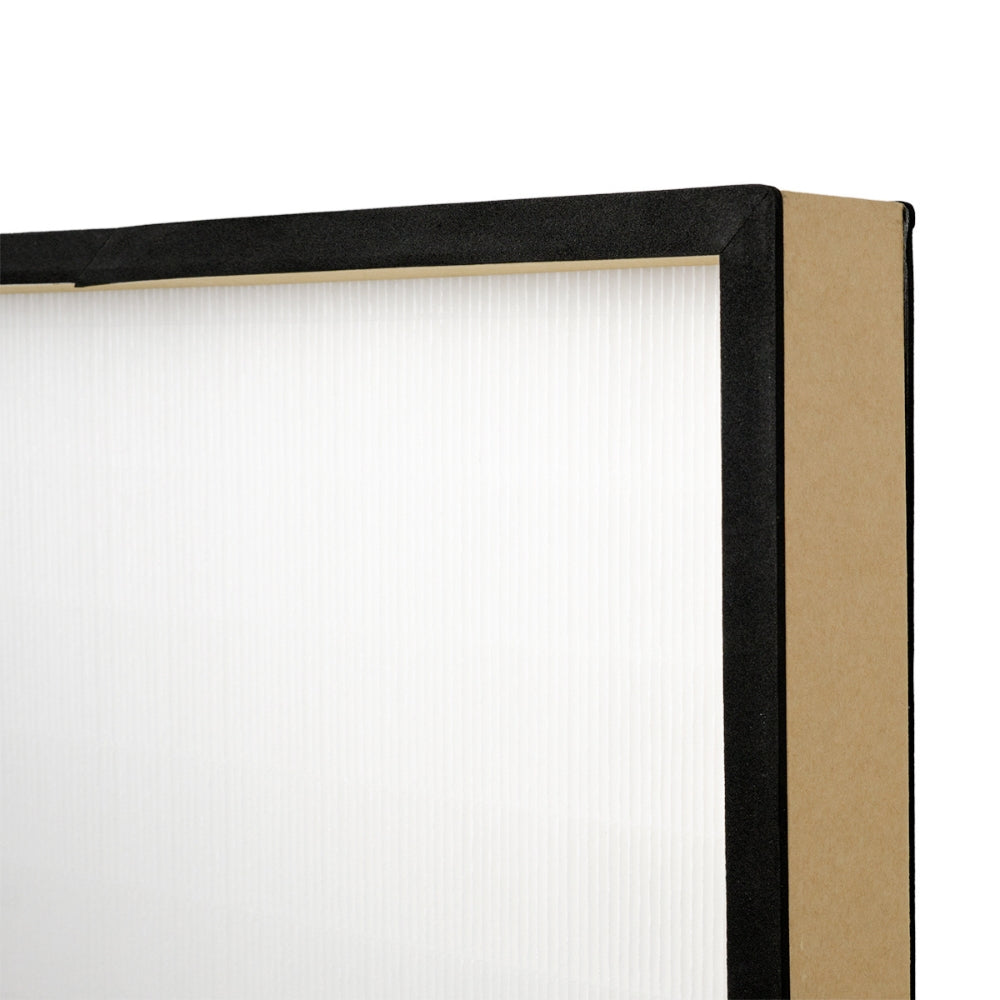 Close-up of a black frame with a white interior on a white background