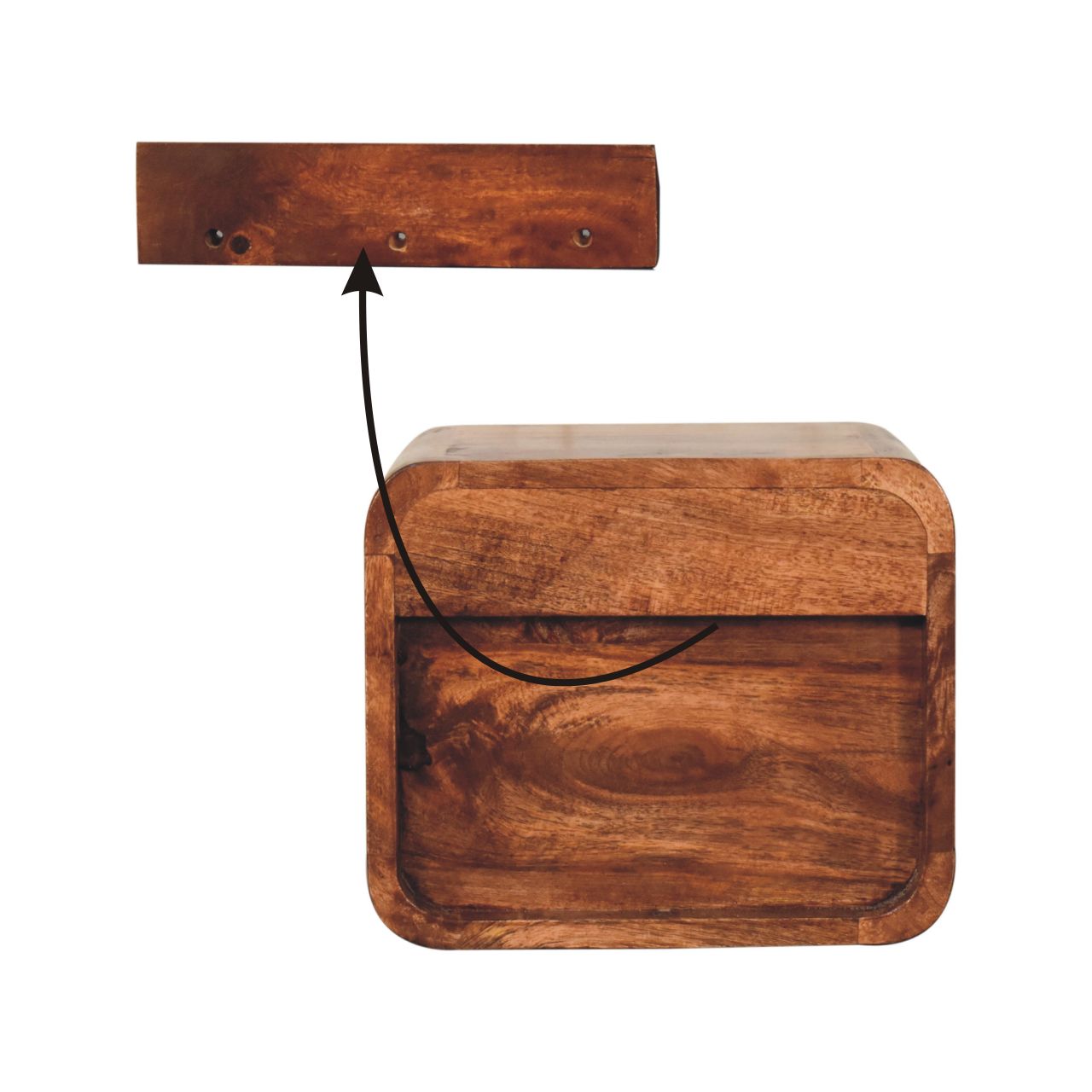 Artisan Mini Honey Caramel Wall Mounted Bedside with Open Slot