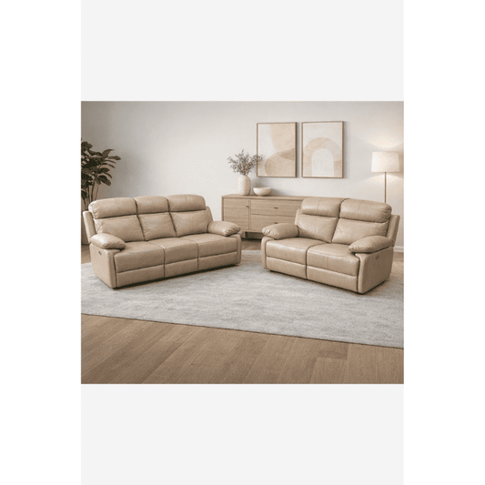 Malfi 3+2 Luxury Genuine Leather with Ergonomic High-Back Support Sofa Set