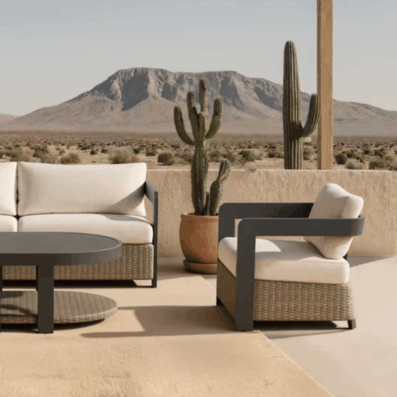 Aluxo® Selene Outdoor Lounge Set Wicker & Woven Polyrattan Base (5-Seater)