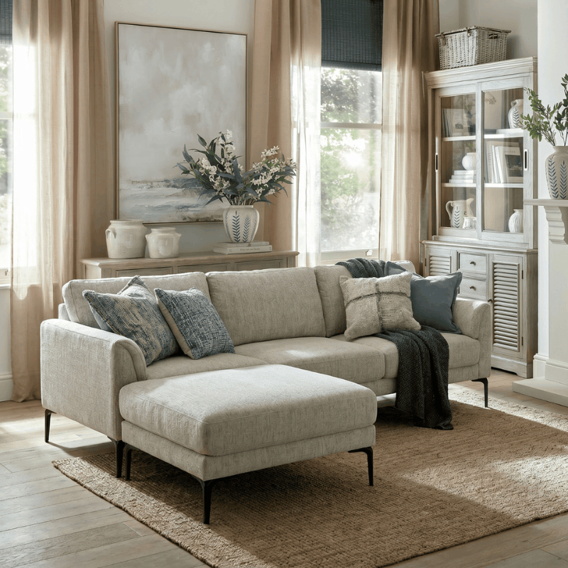 Zephra Three-Seater Sofa with Footstool