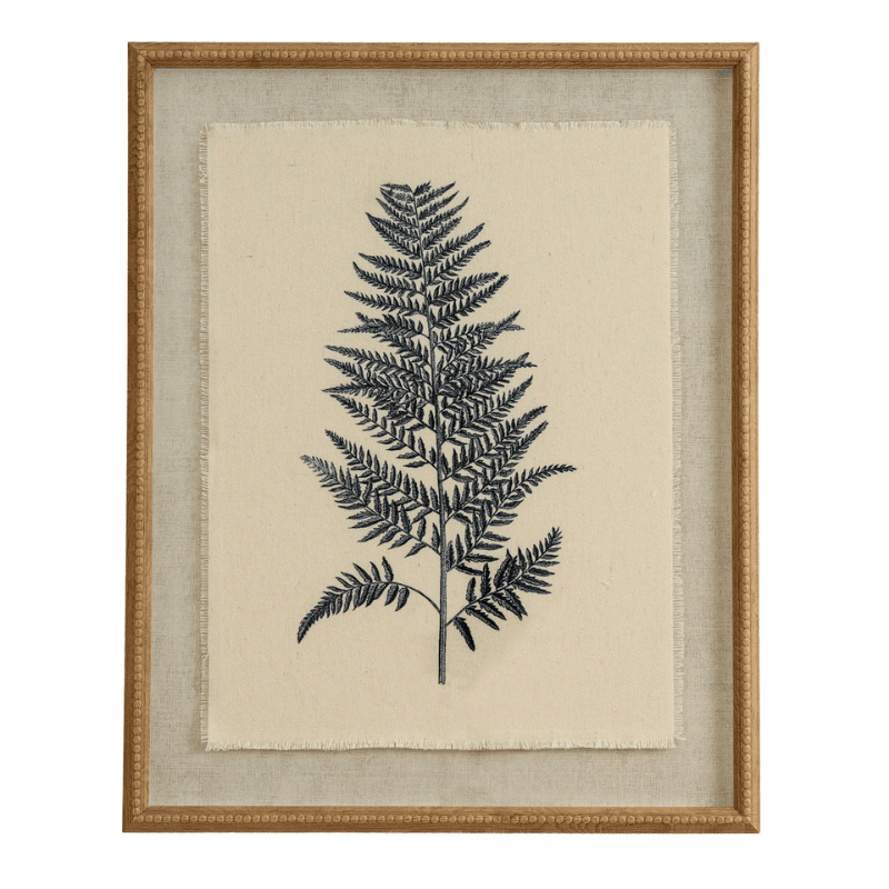 Flora & Fauna Beech Fern on Linen in Beaded Frame
