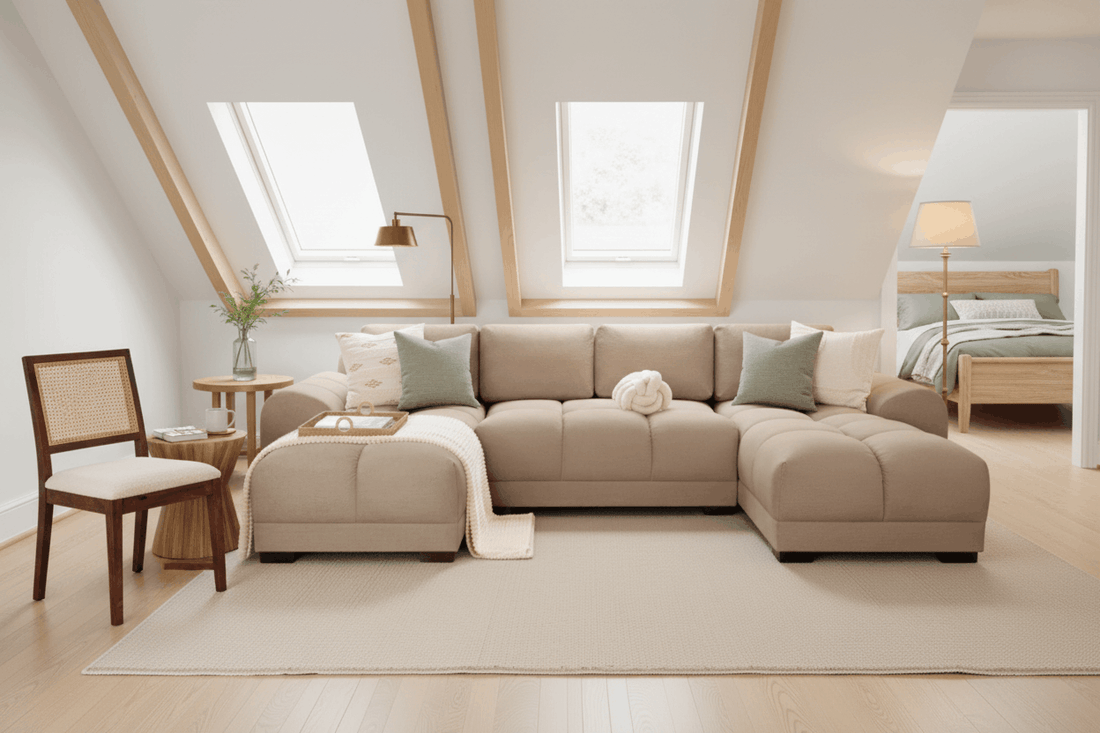Tactile accessibility home design — textured fabrics, solid wood furniture and raised controls for visual impairment