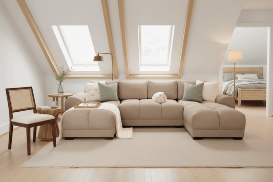Tactile accessibility home design — textured fabrics, solid wood furniture and raised controls for visual impairment