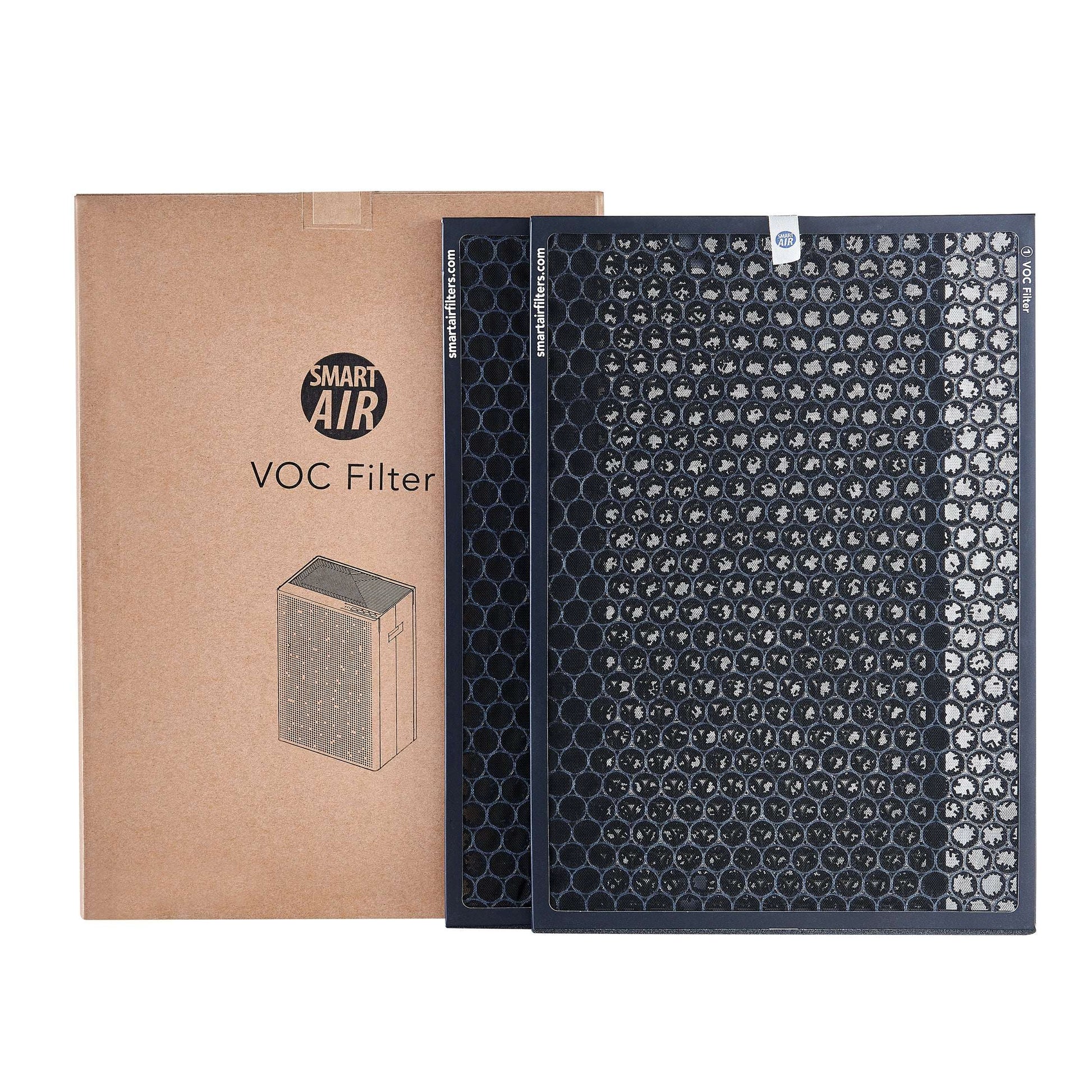 Smart Air VOC filter with packaging on a white background