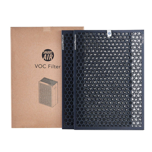 Smart Air VOC filter with packaging on a white background