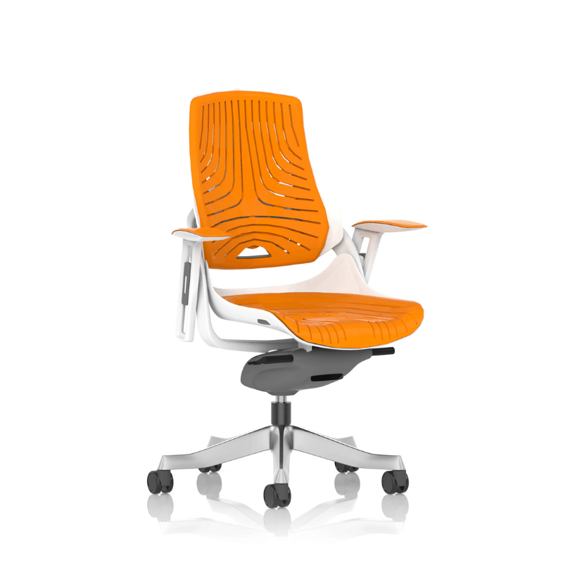 Dynamic Zure White Shell Elastomer Chair | Synchronised Tilt Mechanism Height Adjustable Backrest Frame