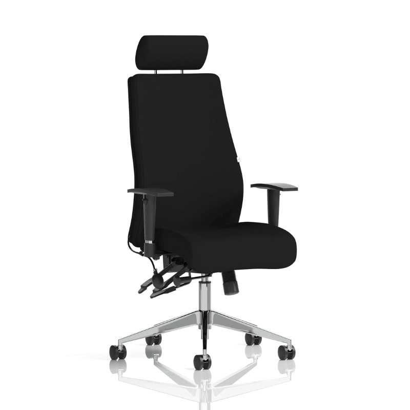 Dynamic Onyx High Back Chair | 24-Hour Intensive Use BS 5459 Certified Chrome Frame