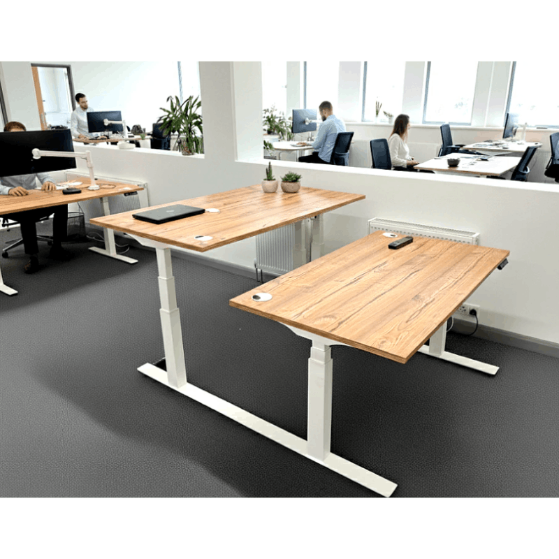Flytta TWIN Sit-Stand Desk | Dual Motor Modular Bench-to-Solo Workstation FlexiFoot Shared Support