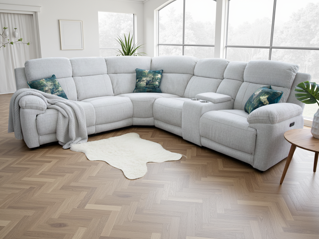 Owen Electric Recliner Sofa Beige Large Corner