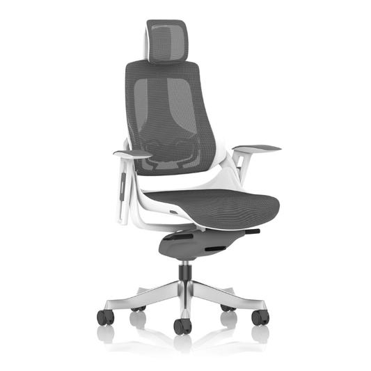 Dynamic Zure White Shell Mesh Chair | Synchronized Tilt Mechanism Breathable Charcoal Mesh Performance