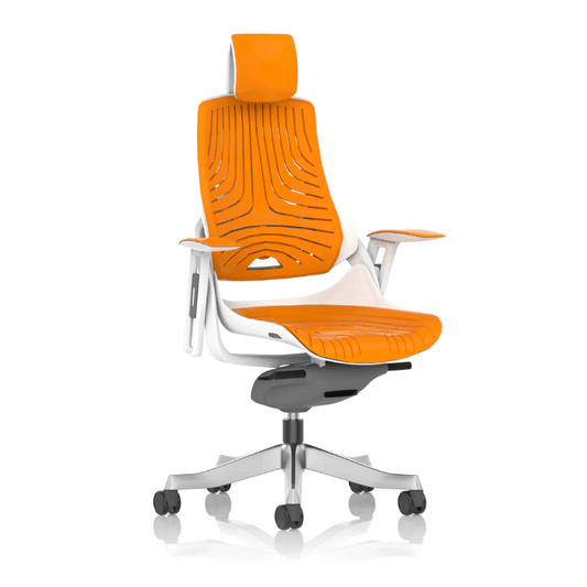 Dynamic Zure White Shell Elastomer Chair | Synchronised Tilt Mechanism Height Adjustable Backrest Frame