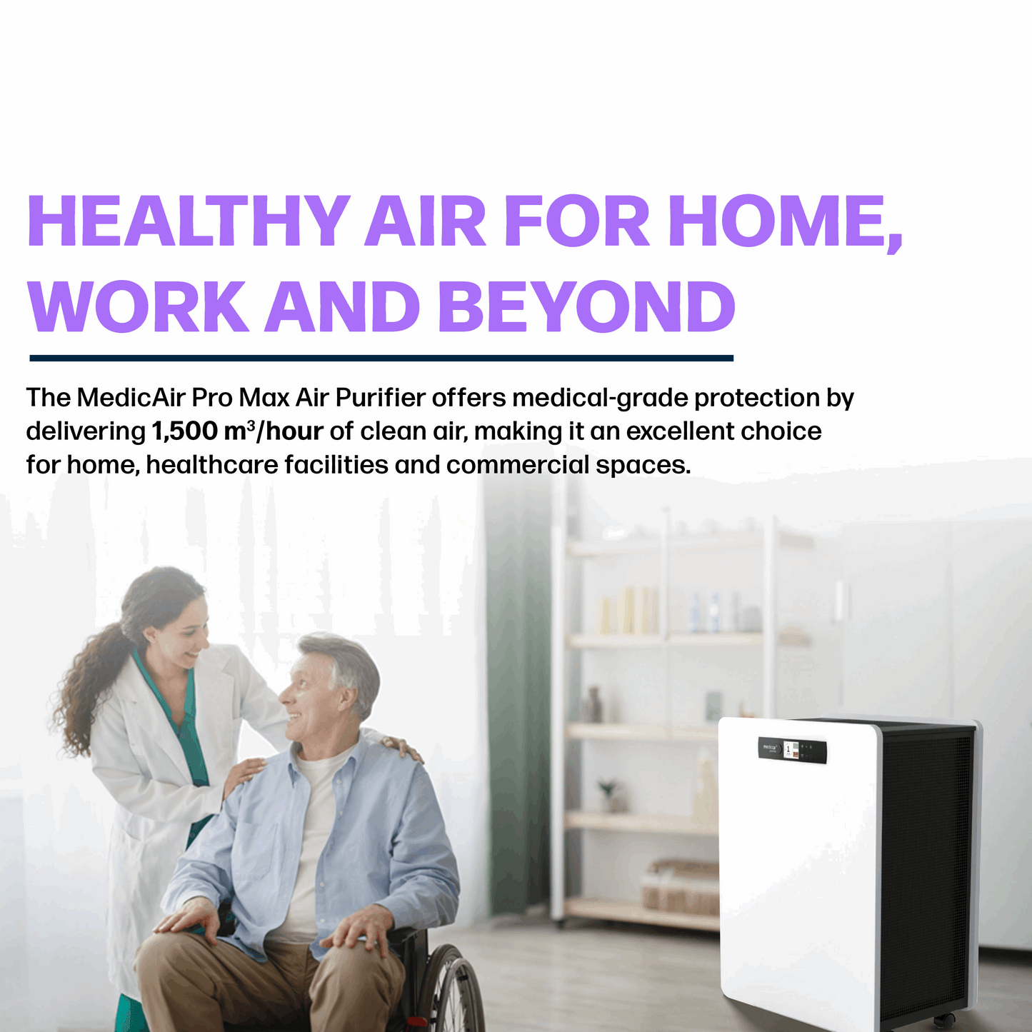 MedicAir Pro Max — Maximum Airflow. Maximum Coverage. Medical‑Grade Purification.