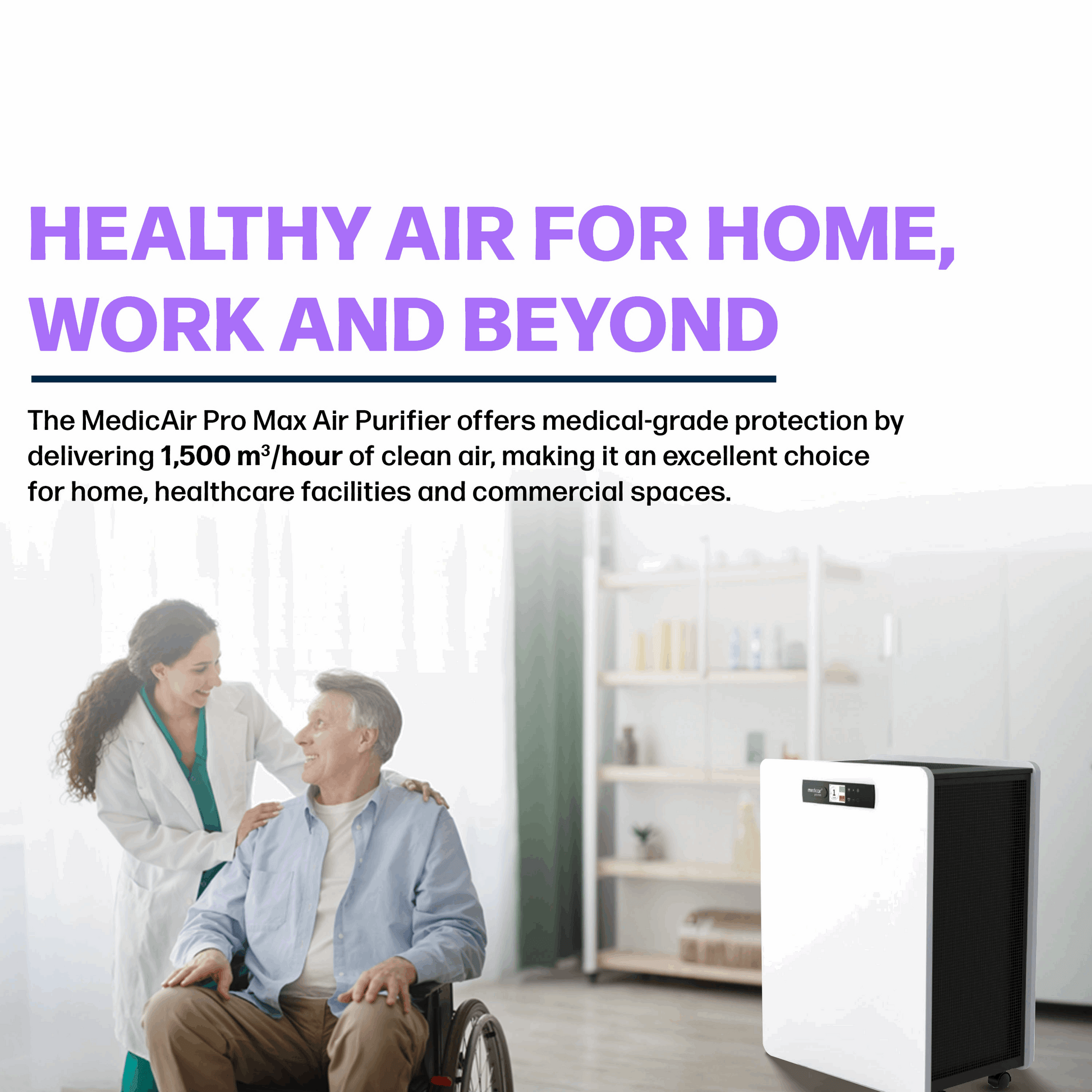 MedicAir Pro Max — Maximum Airflow. Maximum Coverage. Medical‑Grade Purification.