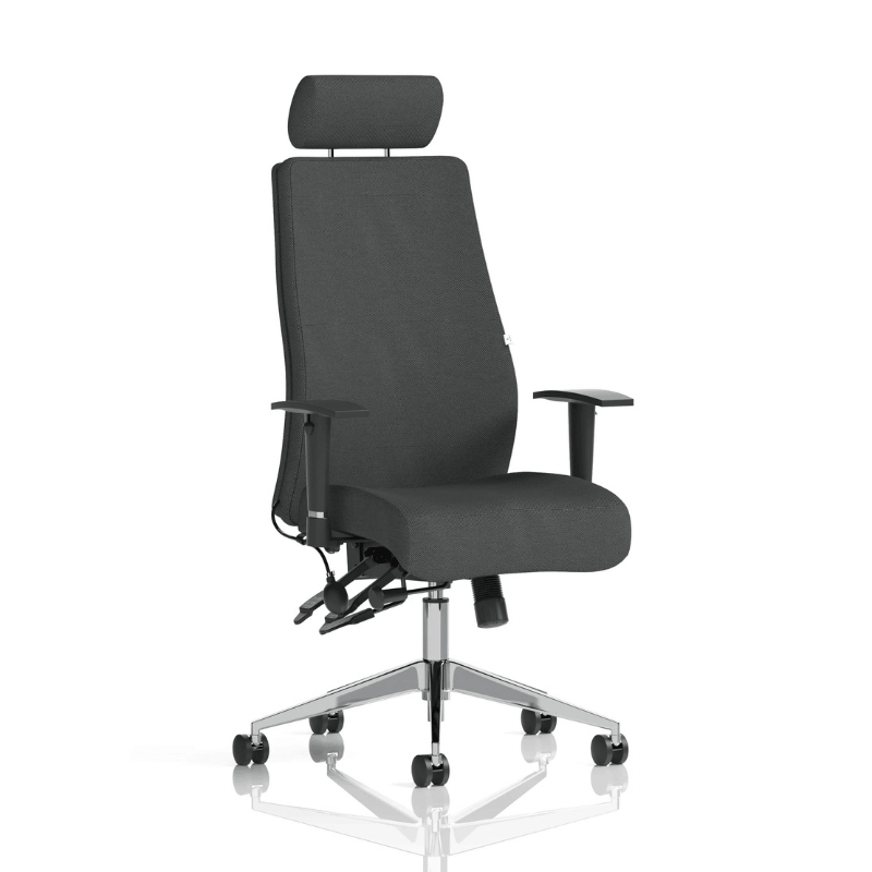 Dynamic Onyx High Back Chair | 24-Hour Intensive Use BS 5459 Certified Chrome Frame