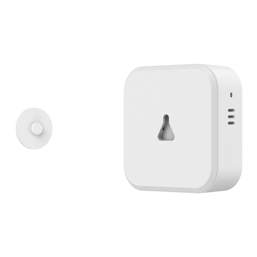 White electronic device with a round sensor on a white background