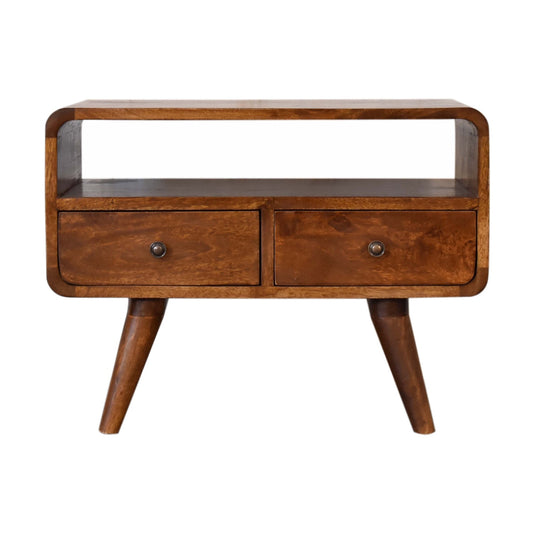 Artisan Mini Chestnut Curved Media Unit with 2 Drawers