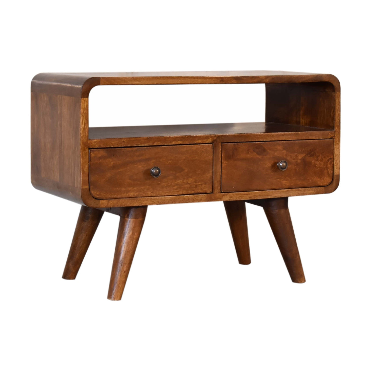 Artisan Mini Chestnut Curved Media Unit with 2 Drawers