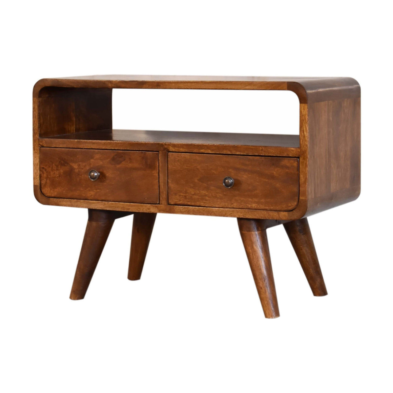 Artisan Mini Chestnut Curved Media Unit with 2 Drawers