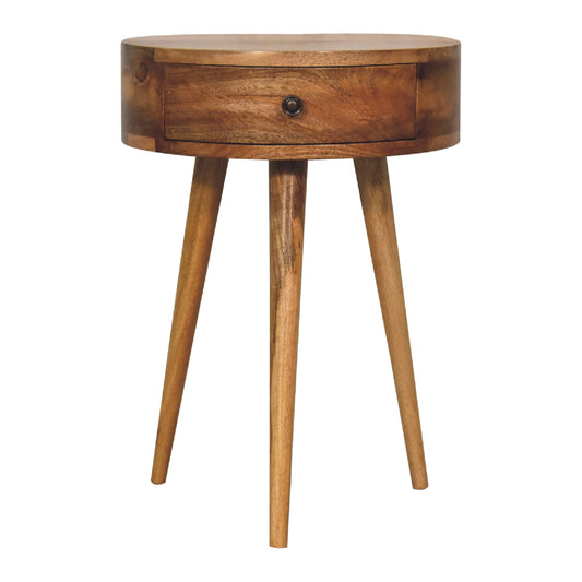 Artisan Mini Oak-ish Circular Shape Bedside