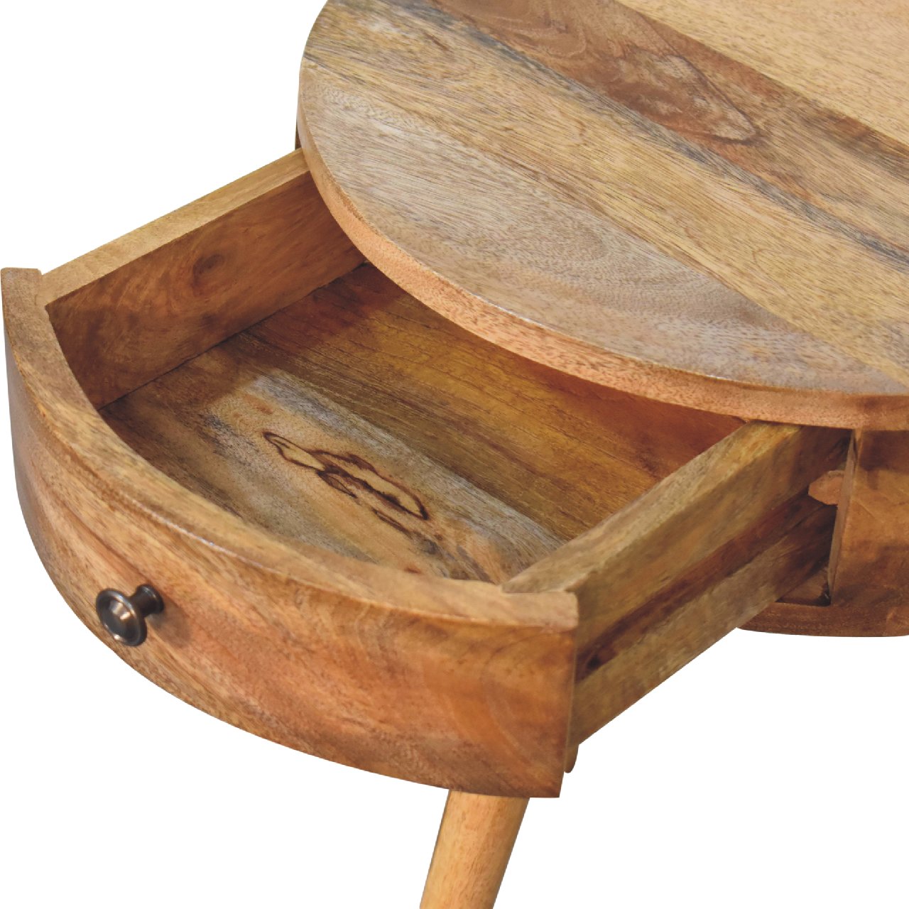 Artisan Mini Oak-ish Circular Shape Bedside