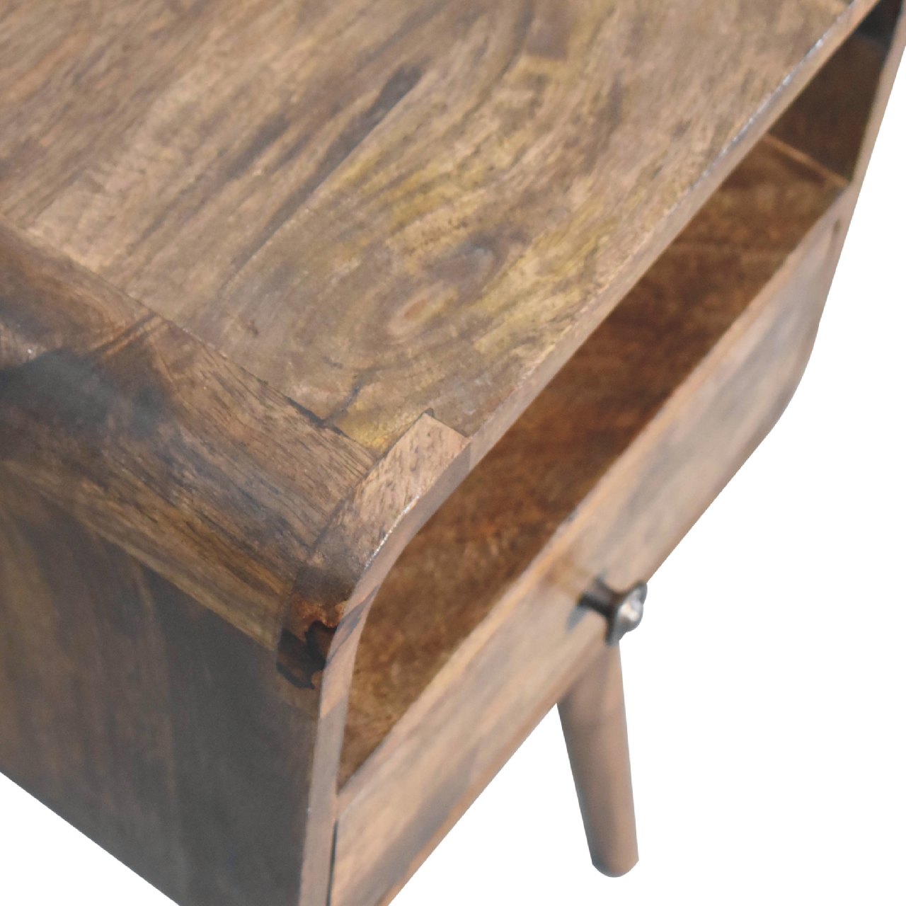 Artisan Mini Grey Wash Curve Open Bedside