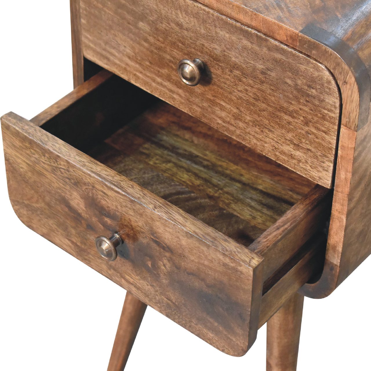 Artisan Mini Curved Grey Washed Bedside