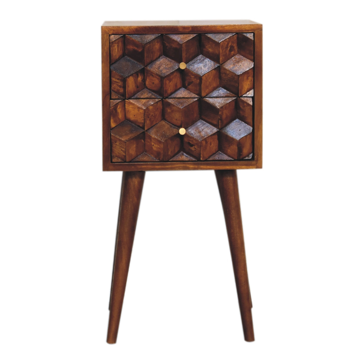 Artisan Mini Chestnut Cube 2 Drawer Bedside