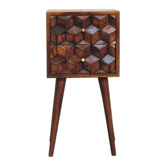 Artisan Mini Chestnut Cube 2 Drawer Bedside
