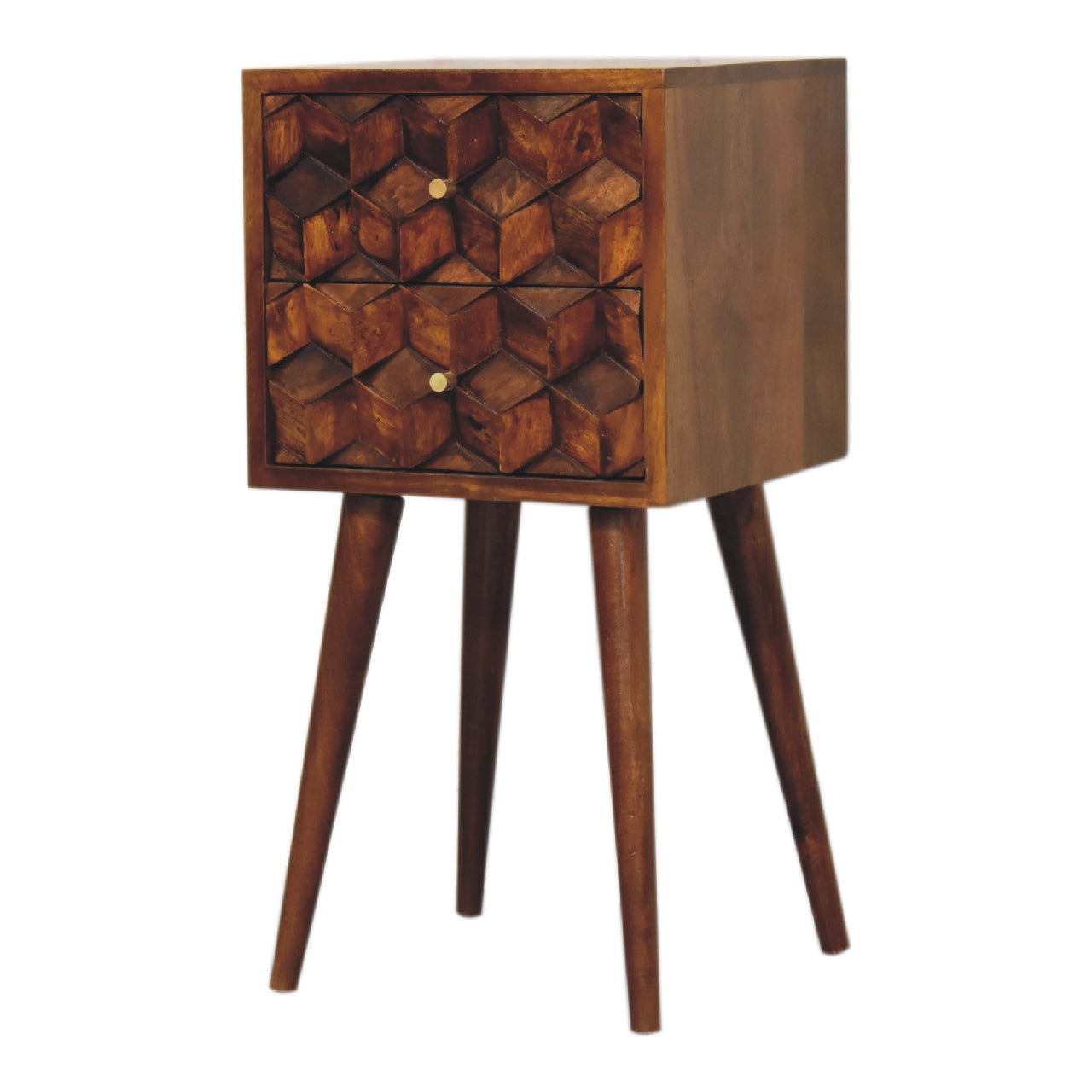 Artisan Mini Chestnut Cube 2 Drawer Bedside