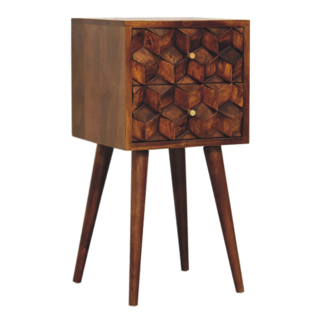 Artisan Mini Chestnut Cube 2 Drawer Bedside