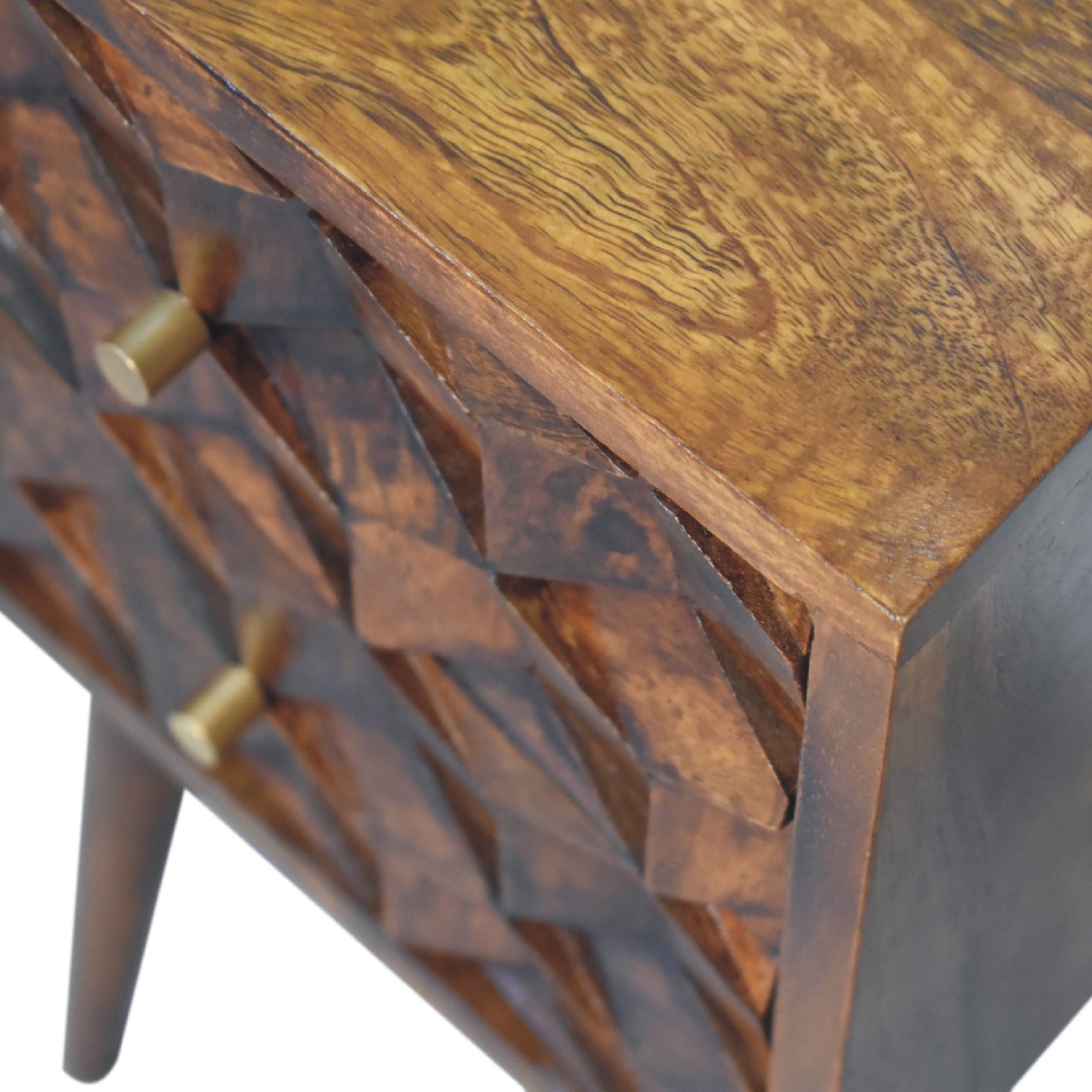Artisan Mini Chestnut Cube 2 Drawer Bedside