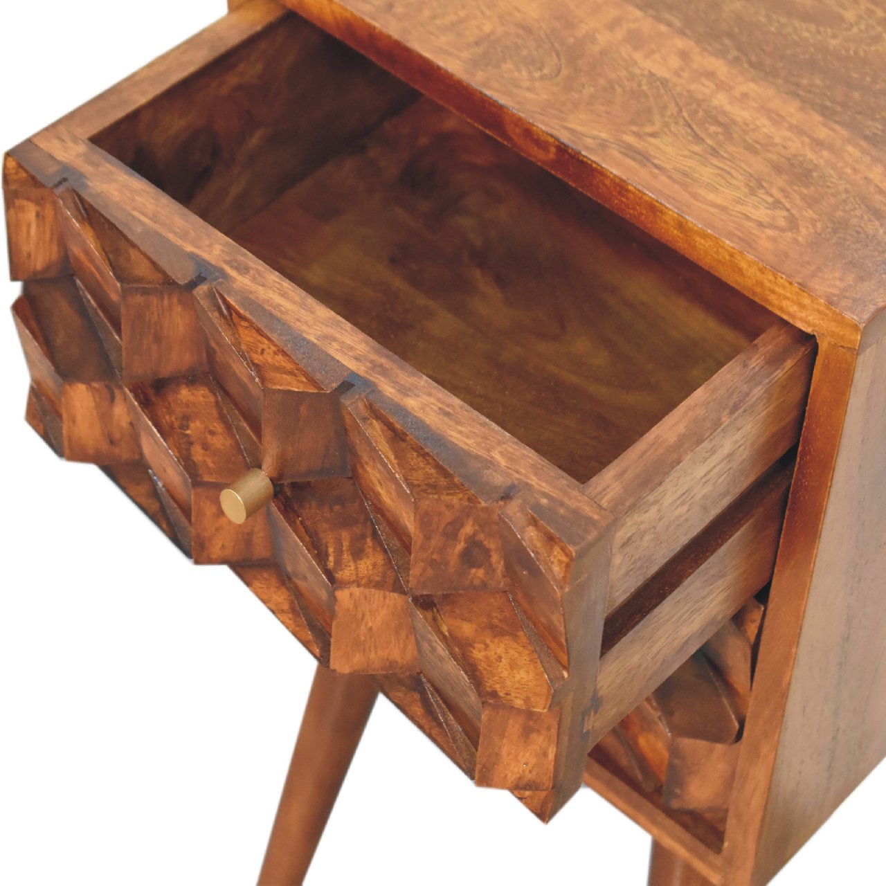 Artisan Mini Chestnut Cube 2 Drawer Bedside