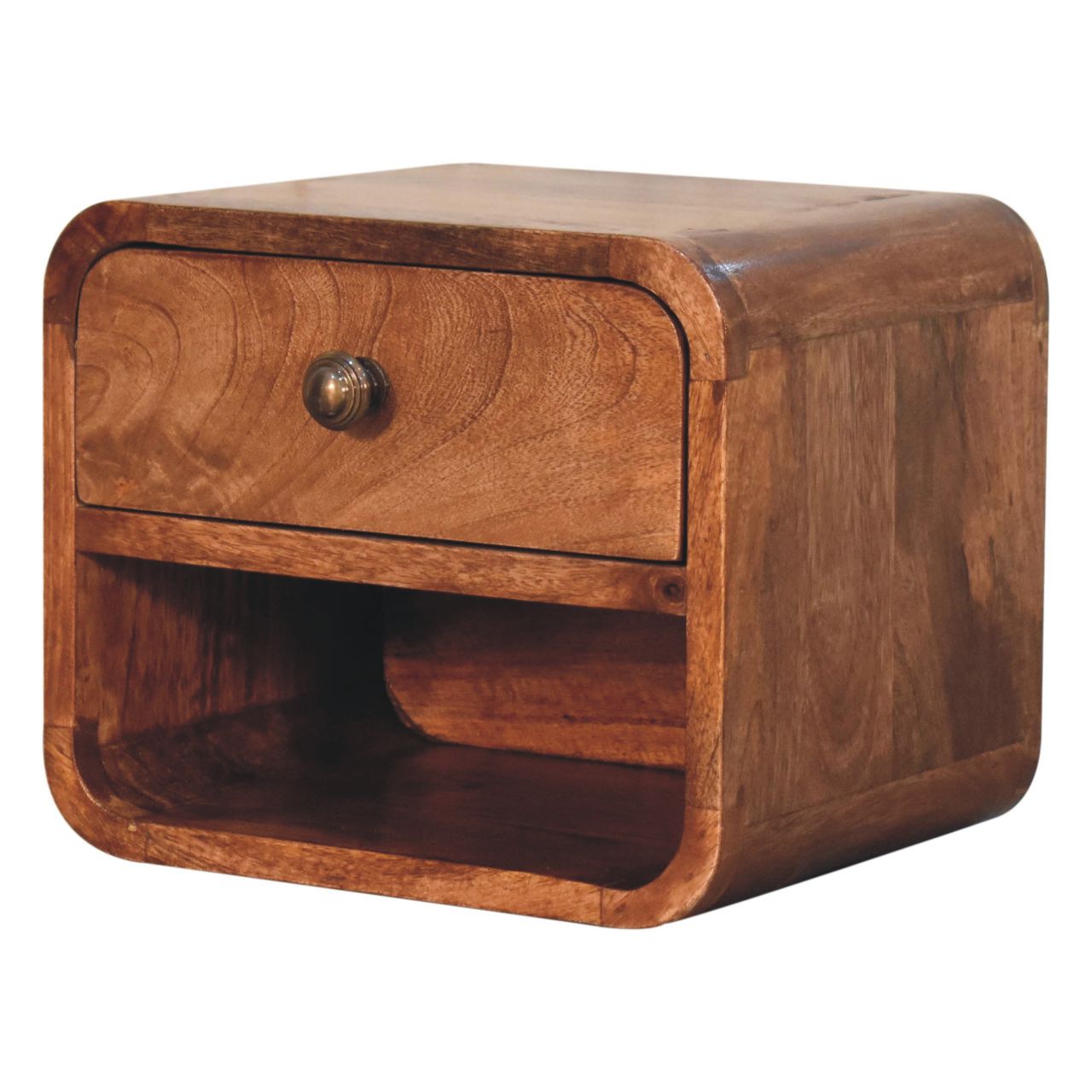 Artisan Mini Honey Caramel Wall Mounted Bedside with Open Slot