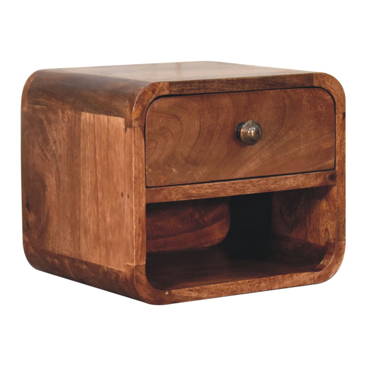 Artisan Mini Honey Caramel Wall Mounted Bedside with Open Slot