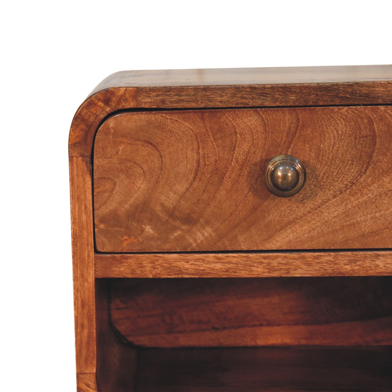 Artisan Mini Honey Caramel Wall Mounted Bedside with Open Slot