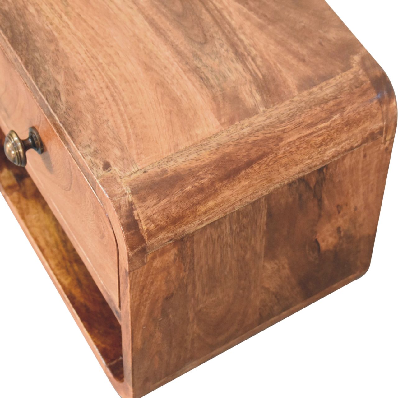 Artisan Mini Honey Caramel Wall Mounted Bedside with Open Slot