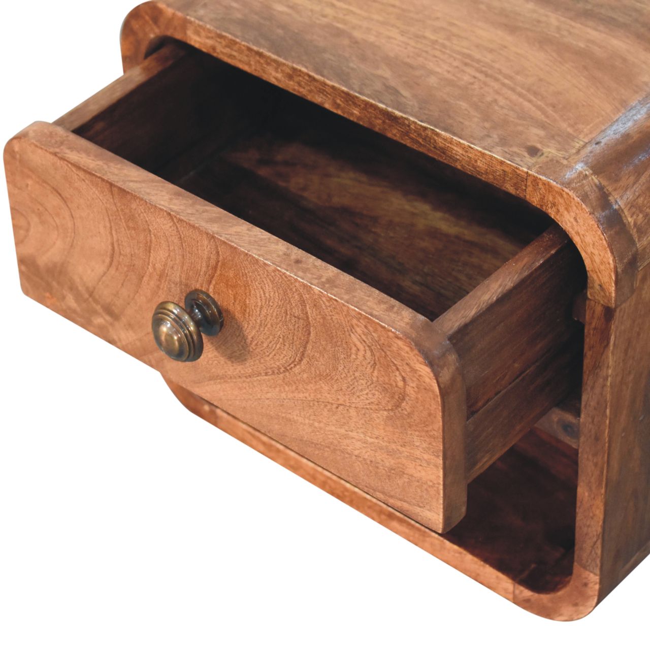 Artisan Mini Honey Caramel Wall Mounted Bedside with Open Slot