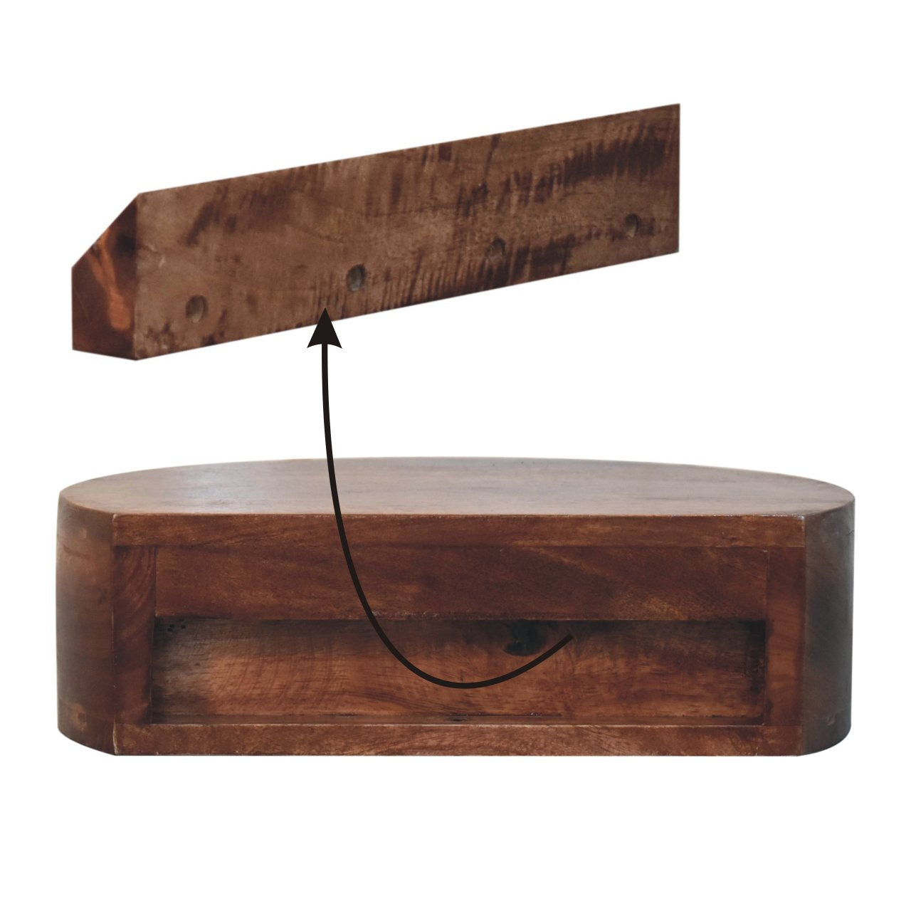 Artisan Honey Caramel Wall Mounted Rounded Bedside