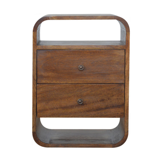 Artisan Chestnut Curve 2 Drawer Bedside