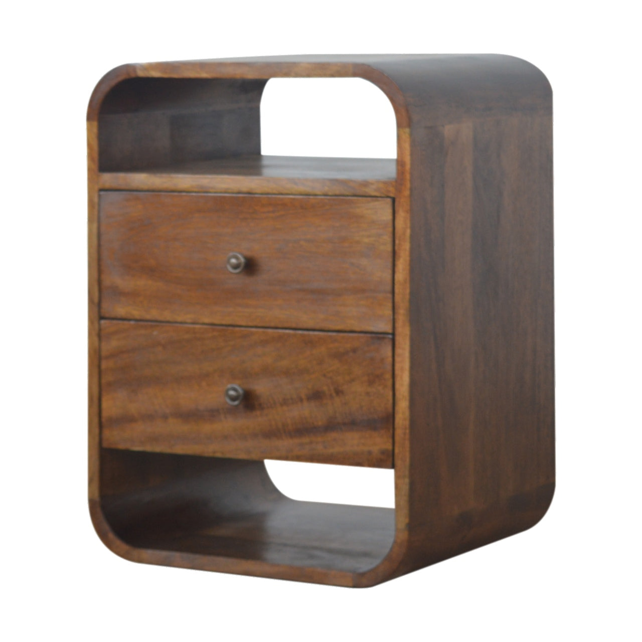 Artisan Chestnut Curve 2 Drawer Bedside