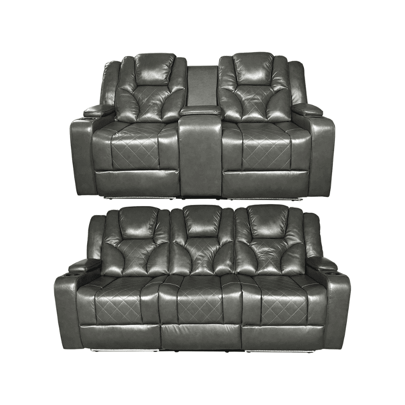 Amsterdam 3+2 Genuine Leather Electric LED Reclining Sofa Set