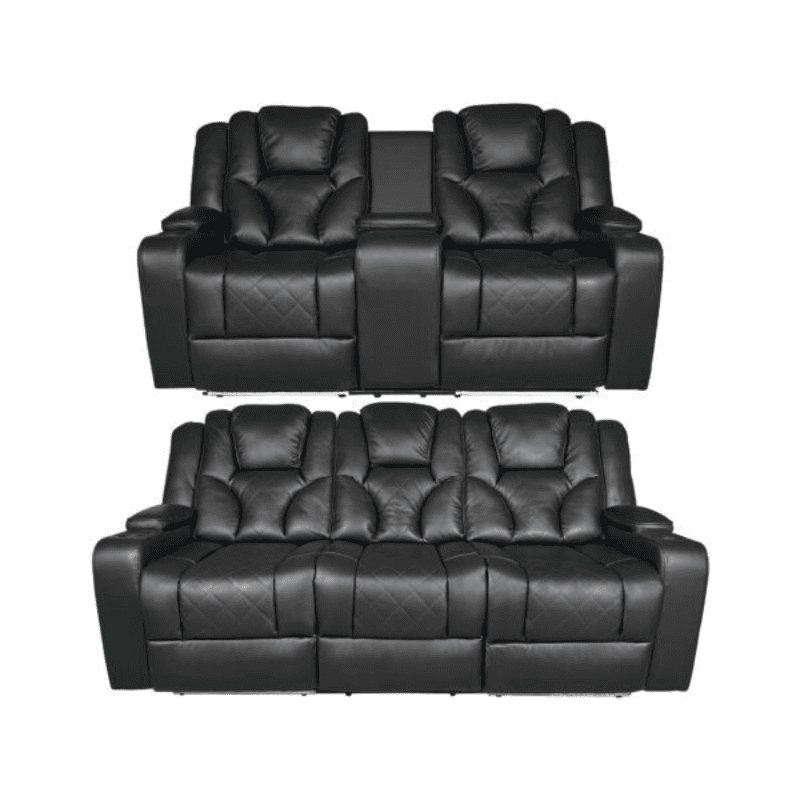 Amsterdam 3+2 Genuine Leather Electric LED Reclining Sofa Set