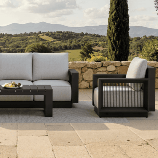 Aluxo® Ikos Outdoor Lounge Set in Premium All-Weather Onyx Fabric (5-Seater)