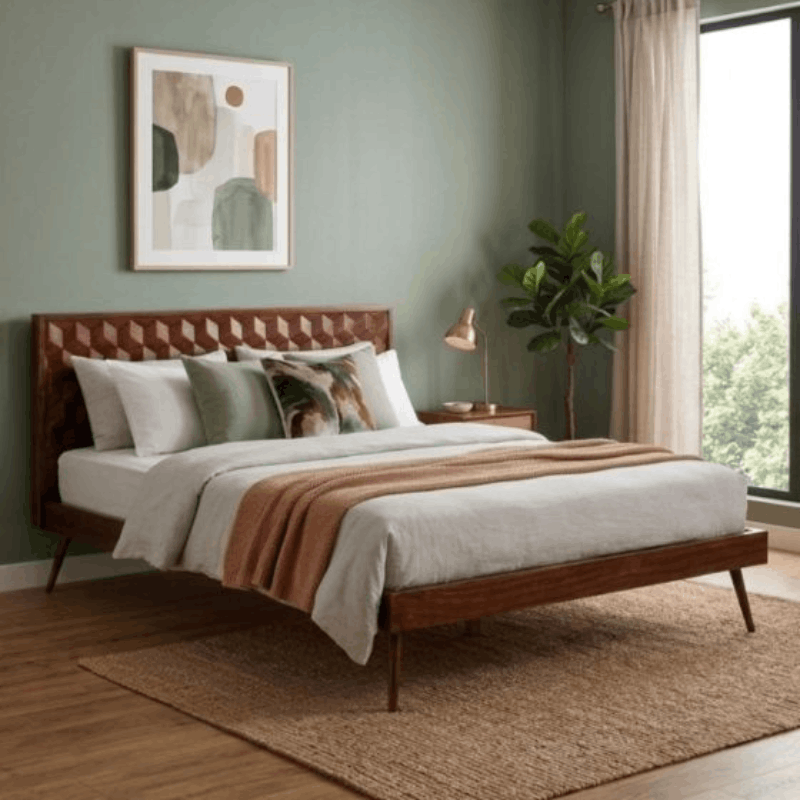 Geo Mango Wood Bed Frame