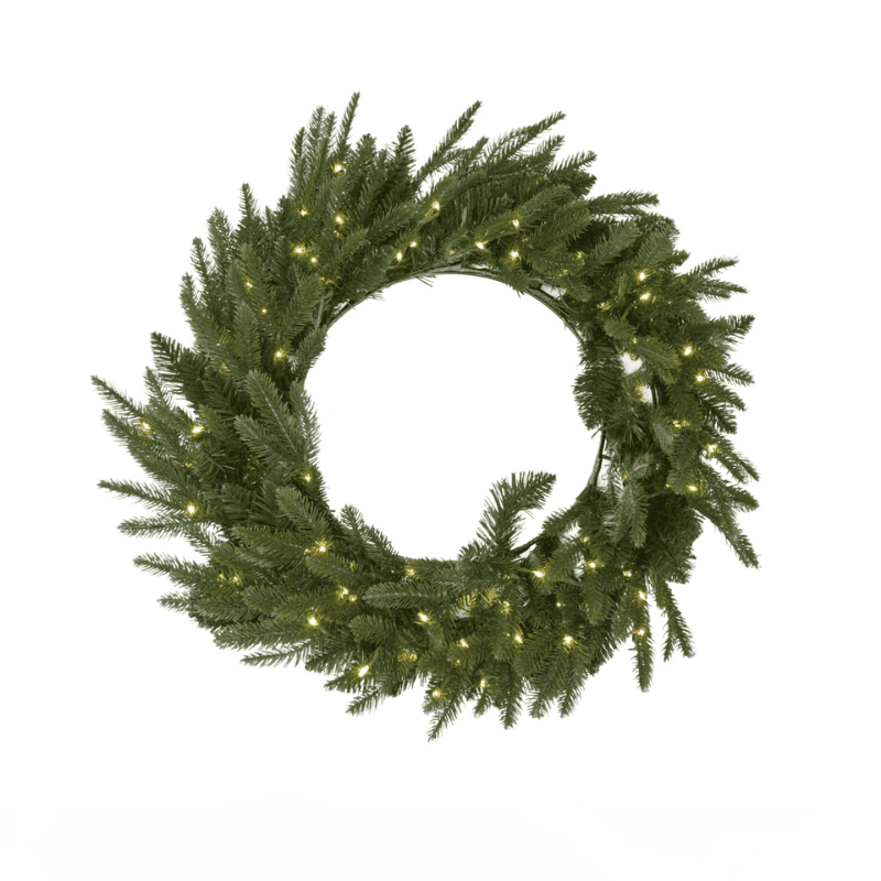 Green Pre-Lit Woodland 100 LED Fir Christmas Wreath