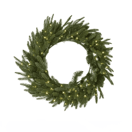 Green Pre-Lit Woodland 100 LED Fir Christmas Wreath