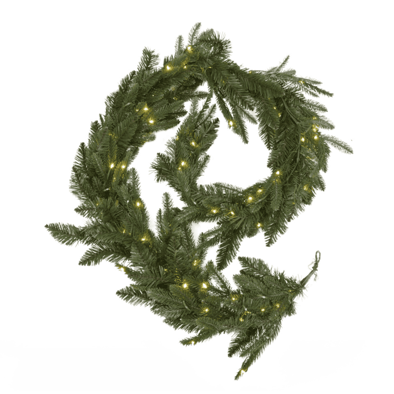 Green Pre-Lit Woodland 200 LED Fir Christmas Garland
