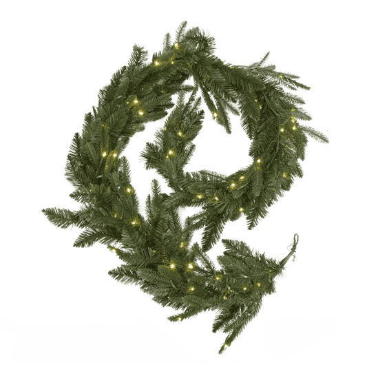 Green Pre-Lit Woodland 200 LED Fir Christmas Garland